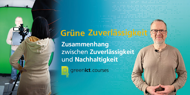 Banner - blau grüner Farbverlauf, mit Moderator, Aufnahmestudio