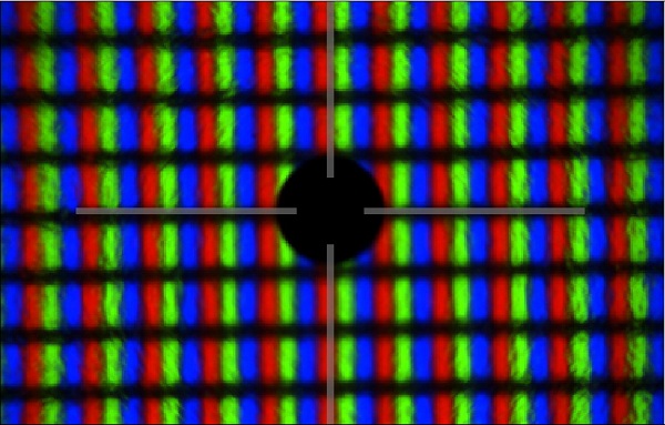 Leuchtdichtemessung - Vergrößertes Blickfeld der Kamera (Messfleck 500µm)