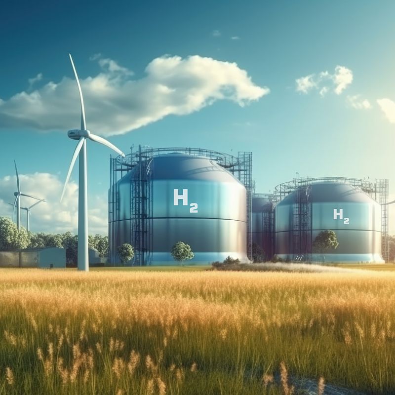 tsr Zn2H2 Hydrogen production and processing plant located in the countryside. Generative AI image.