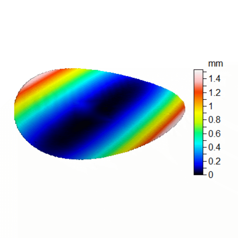 Image - Deformation eines EMC verkapselten Wafers (EMC verkapselt) nach der Prozessierung für das FO-WLP Packaging