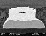 Cross section of single solder interconnection, bump diameter 22µm, bump height 10µm