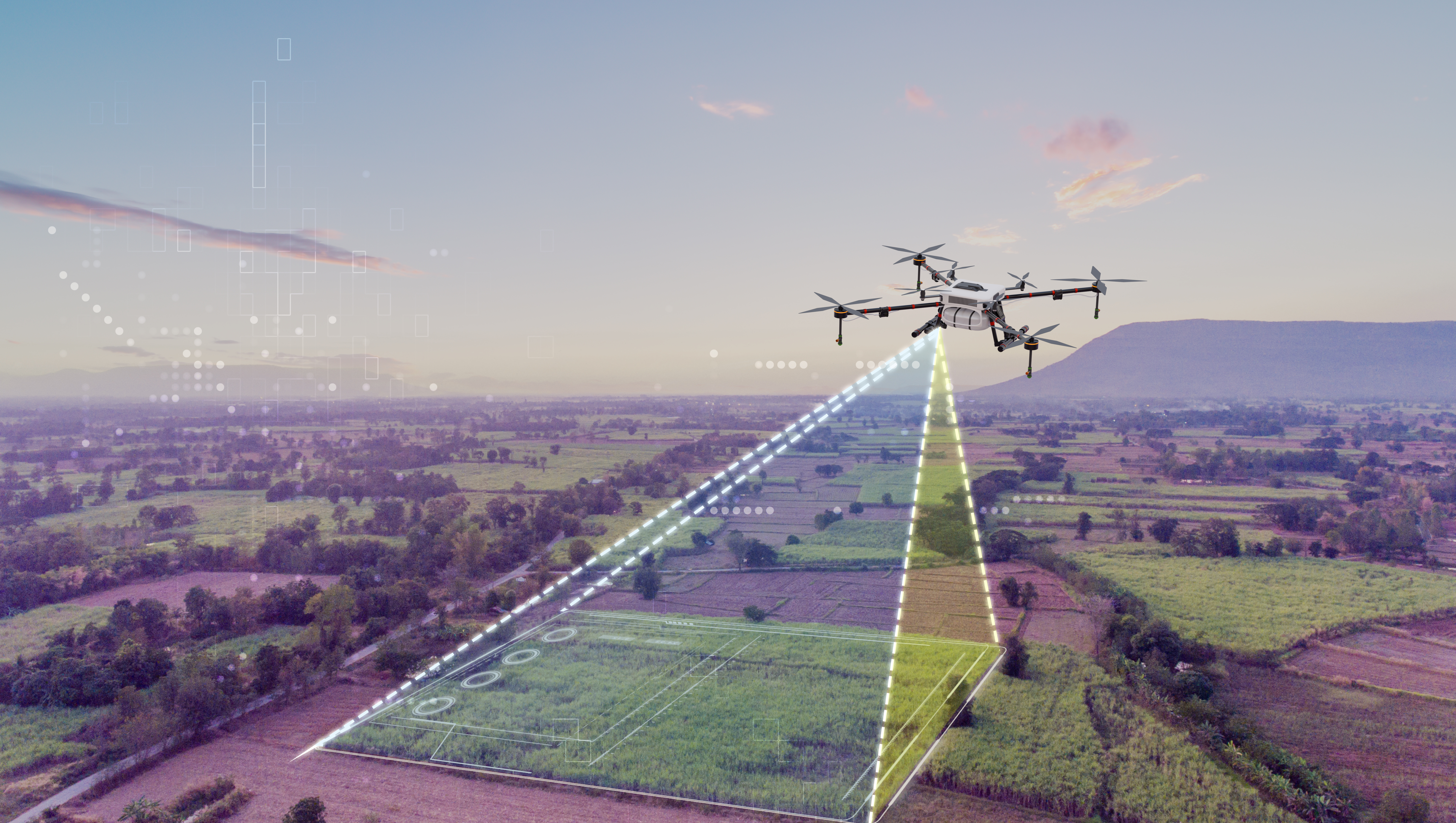 drone working with mapping work area